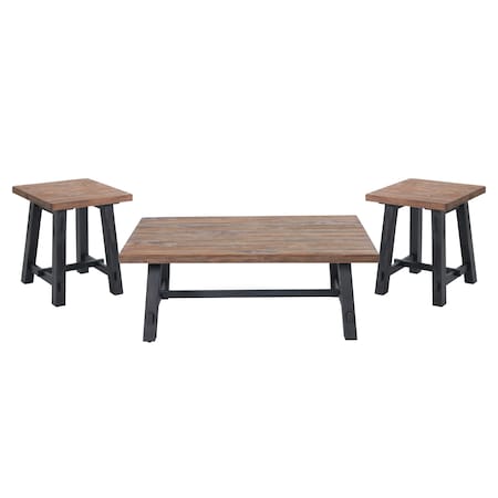 Alaterre Furniture Adam 3-Piece Solid Wood Living Room Set, Overall Width: 48 ANAD01112RNB